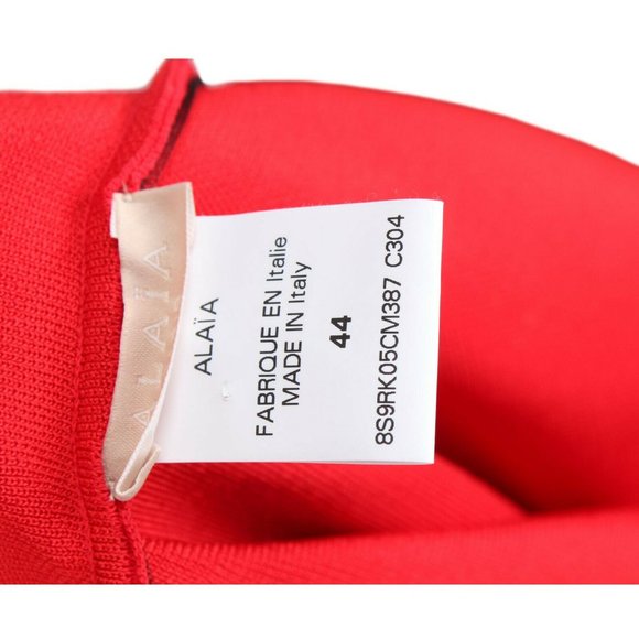 ALAIA Red Sleeveless Midi Dress Silver Grommets - Picture 12 of 12